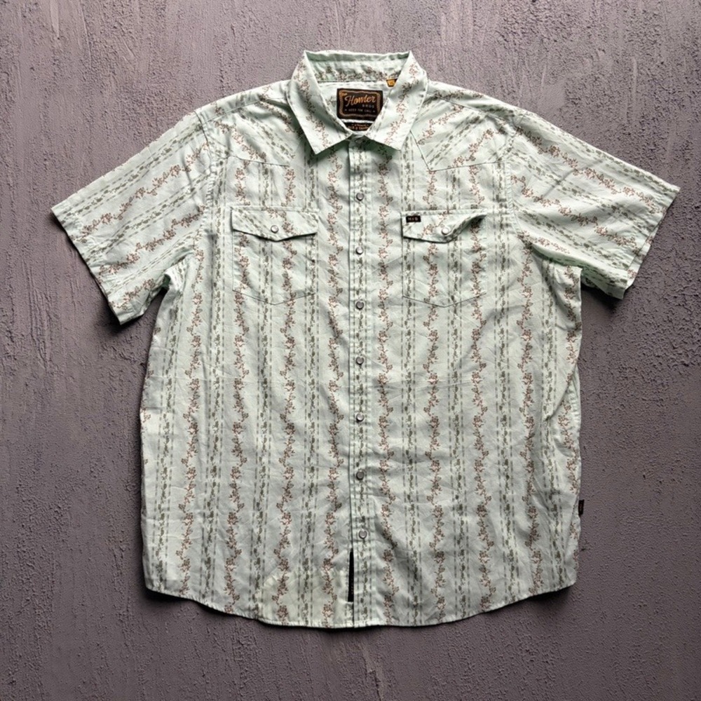 Howler Brothers H Bar B Snapshirt XL Green Floral Stripe Western Pearl